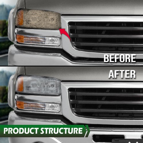 Solid Spare Fit For 1999-2007 GMC Sierra/Yukon Left+Right Headlight Replacement Lens Smoke