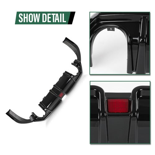 Solid Spare Fit For 2016-2021 Honda Civic Black Rear Lip Diffuser Body Kit w/ LED Light