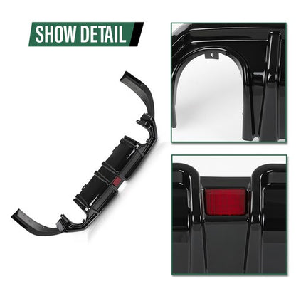 Solid Spare Fit For 2016-2021 Honda Civic Black Rear Lip Diffuser Body Kit w/ LED Light