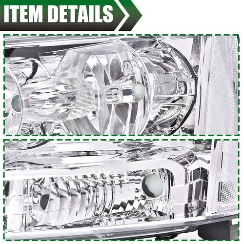 Solid Spare Fit For 2007-2014 Avalanche Tahoe Suburban Clear Lens Chrome Headlights Assembly