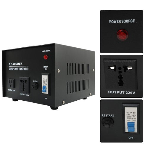Solid Spare 3000W Step Up/Down 220V-110V /110V-220V Voltage Converter Transformer New