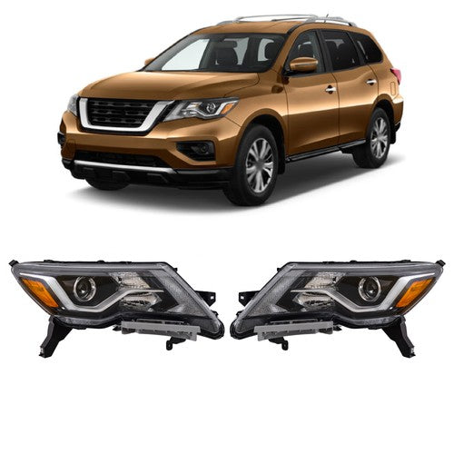 Solid Spare Headlights Assembly Set For Nissan Pathfinder 2017-2020 Halogen W/LED DRL Pair