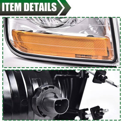 Solid Spare Headlights w/Corner lights LH+RH Fit For 1997 1998-2004 Ford F150 Expedition 4pc