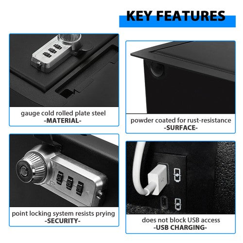 Solid Spare Center Console Safe Storage Console Vault W/USB Space For Toyota Tacoma 2016-22