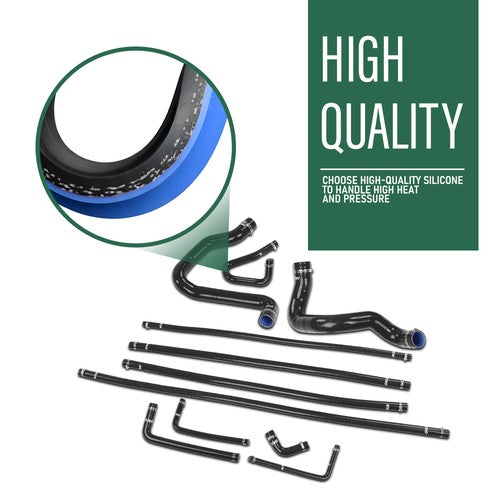Solid Spare Fit For 88-94 Ford F-Series Bronco 5.0L/5.8L Silicone Radiator Hose Kit Black