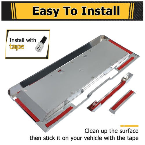 Solid Spare Rear License Plate Trim Cover Frame For 2003-2005 HUMMER H2 SUV Chrome W/Holes