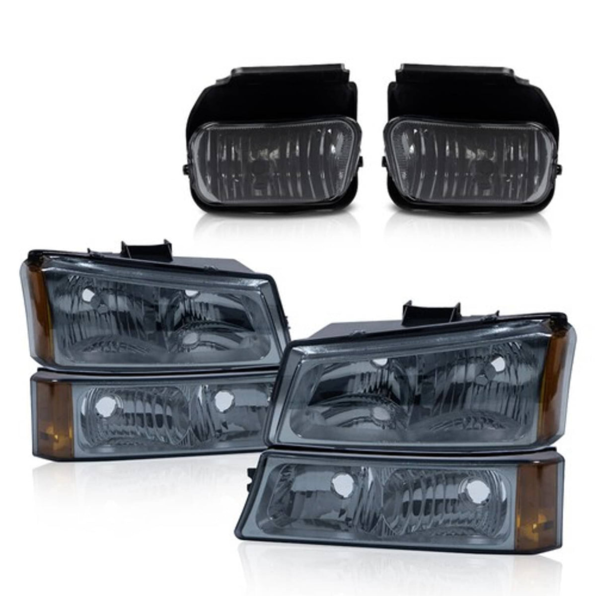 Solid Spare Fit For 03-06 Silverado Headlights + Bumper Signal Lamp + Driving Fog Lights