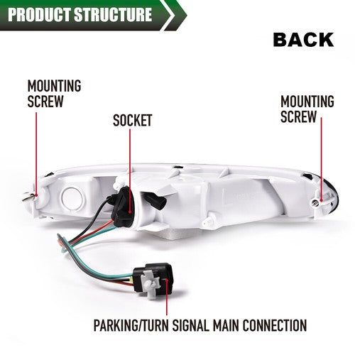 Solid Spare Fit For 1990-1997 Mazda MX-5 Miata Clear Lens Front Bumper Signal Parking Lights