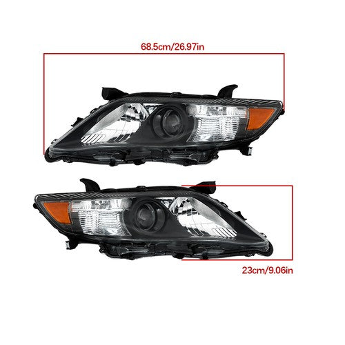 Solid Spare Headlights Black Fog Lights+Switch Kit For 10-11 Toyota Camry SE Left+Right Side