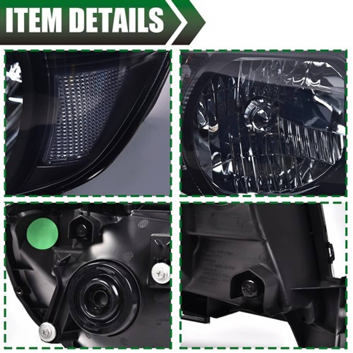 Solid Spare Smoke/Black Headlights Assembly Left & Right Fit For 2005-2011 Toyota Tacoma