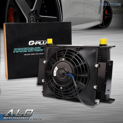 Solid Spare Universal 28 Row AN10 Aluminum Transmission Engine Oil Cooler + 7" Cooling Fan