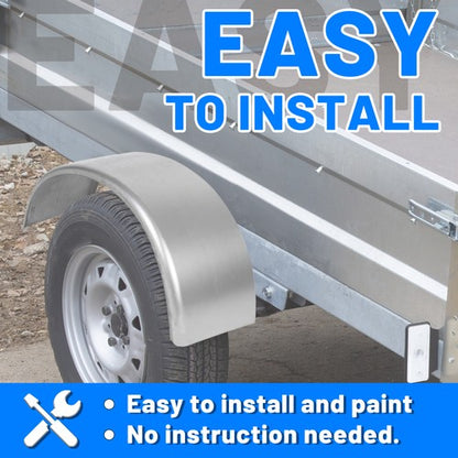 Solid Spare 1 Pair Round Single Axle Trailer Fenders & Backs For 14"-16" Wheels