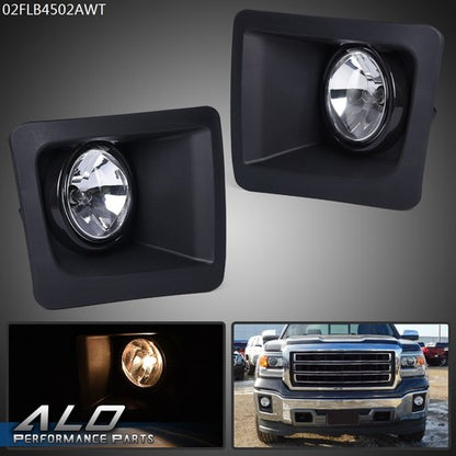 Solid Spare Fit For 14-15 GMC Sierra 1500 Clear Lens Bumper Fog Lights Left & Right Side