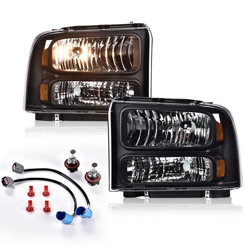 Solid Spare Fit For 1999-2004 Ford Super Duty F250 F350 Excursion Conversion Headlights