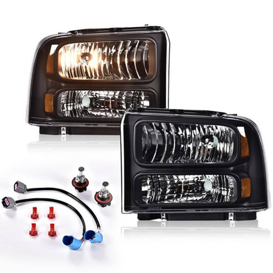Solid Spare Fit For 1999-2004 Ford Super Duty F250 F350 Excursion Conversion Headlights