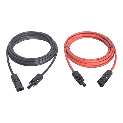 Solid Spare 1 Pair 12AWG 15ft Black+Red Solar Panel Extension Cable Wire Connector