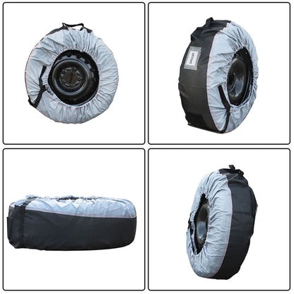 Solid Spare Car Cover 4Pcs New W/ Handheld Tyre Cases+Tyre Bags For Gray 420D And Black 600D