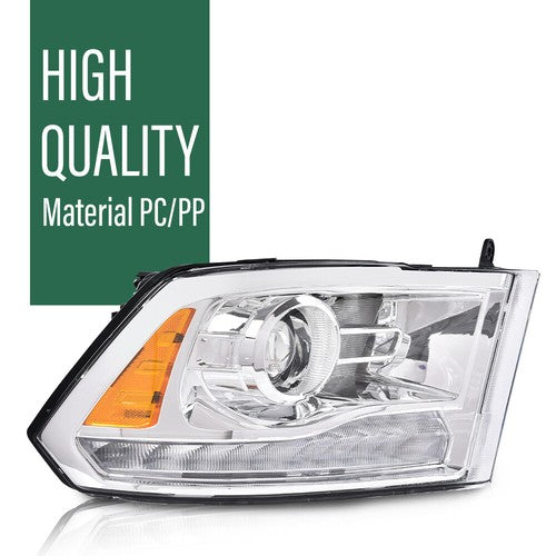 Solid Spare LED DRL Projector Headlights w/ Harness Fit For 09-18 Ram 1500 2500 3500 Clear