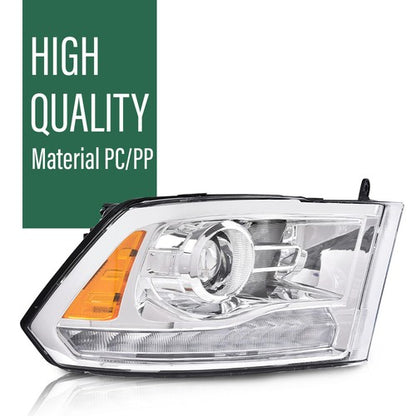 Solid Spare LED DRL Projector Headlights w/ Harness Fit For 09-18 Ram 1500 2500 3500 Clear