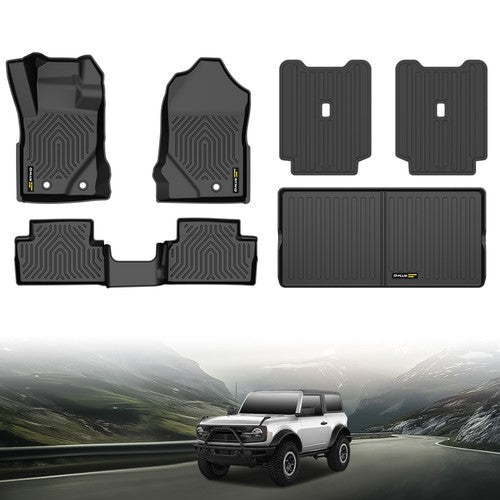 Solid Spare TPE Floor Mats & Trunk Cargo Liner Fit For 21-25 Ford Bronco 2-Door All Weather