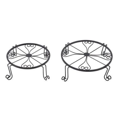 Solid Spare 2 Pack 10" 12" Rustproof Black Metal Plant Stands Flower Planter Pot Stand Round