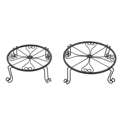 Solid Spare 2 Pack 10" 12" Rustproof Black Metal Plant Stands Flower Planter Pot Stand Round