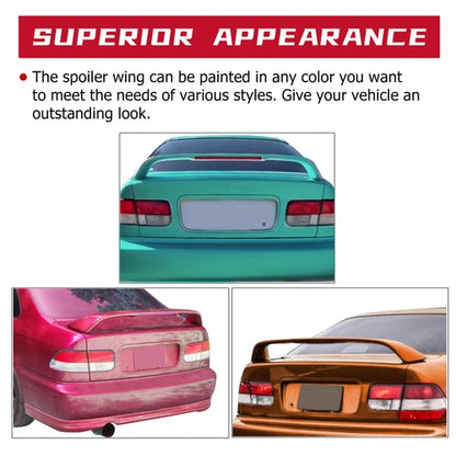 Solid Spare Rear Trunk Spoiler Wing W/LED Brake Light For 96-10 Honda Civic 2Dr