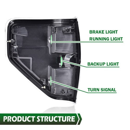 Solid Spare Fit For 2009-2014 Ford F-150 Pickup Rear Tail Lights Brake Lamps Left & Right