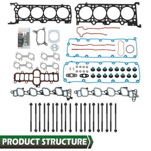 Solid Spare Fit For 00-04 Ford F150 F350 Expedition Excursion E150 5.4L Head Gasket Bolt Set