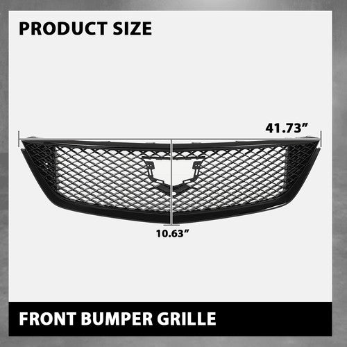 Solid Spare Front Bumper Hood Mesh Grille Grill Black Fit For 2020-2024 Cadillac CT5