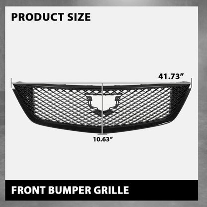 Solid Spare Front Bumper Hood Mesh Grille Grill Black Fit For 2020-2024 Cadillac CT5