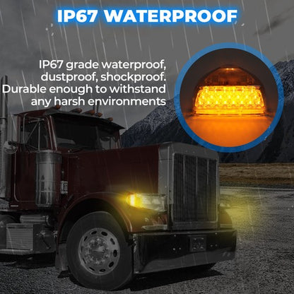 Solid Spare Pair 31 LED For Peterbilt 379 359 Turn Signal Light -Amber LED/Clear Lens RH LH