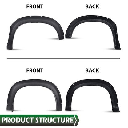 Solid Spare Pocket Rivet Style Bolt on Fender Flares Fit For 2019-2023 Chevy Silverado 1500