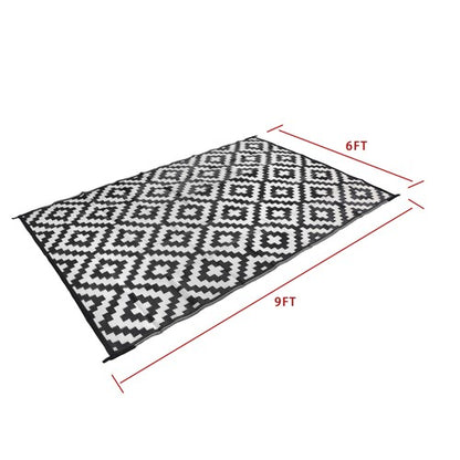 Solid Spare Outdoor Rug Outdoor Indoor RV Mat Carpet For Patio Backyard Black & White 6x9 ft