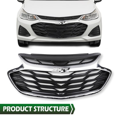 Solid Spare Fit For 2019-2020 Chevrolet Cruze Front Upper Bumper Grille Grill Assembly Black