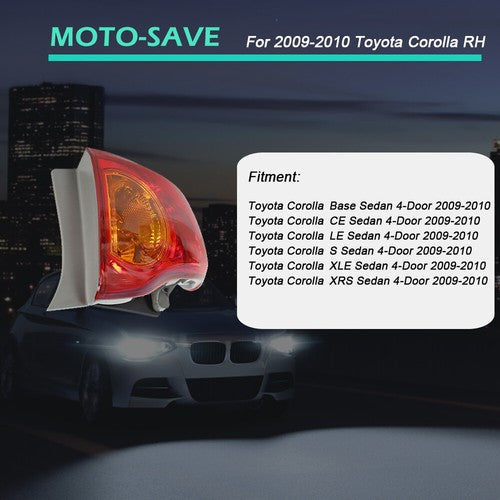 Solid Spare Tail Light For Toyota Corolla Series 2009-2010 Outer Passenger Side Brake Lamp
