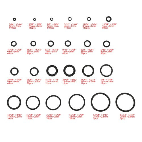 Solid Spare 1020 Pcs O-Ring Kit 20 Sizes Nitrile Rubber Assortment Set, Oil & Heat Resistant