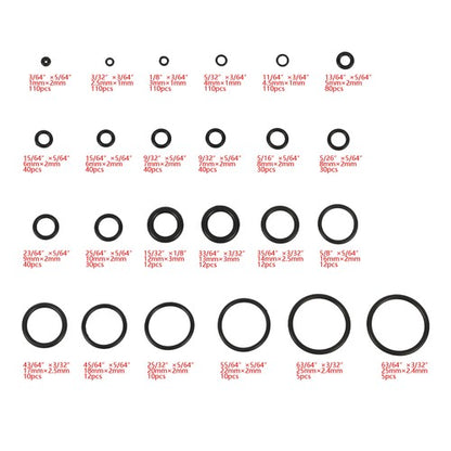 Solid Spare 1020 Pcs O-Ring Kit 20 Sizes Nitrile Rubber Assortment Set, Oil & Heat Resistant