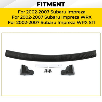Solid Spare For 02-07 06 Subaru Impreza WRX STI Rear Window Roof Spoiler Carbon Fiber Style