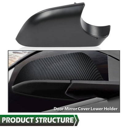 Solid Spare Fit For 2017-2022 Tesla Model 3 Right Side Door Mirror Cover Lower Holder Black