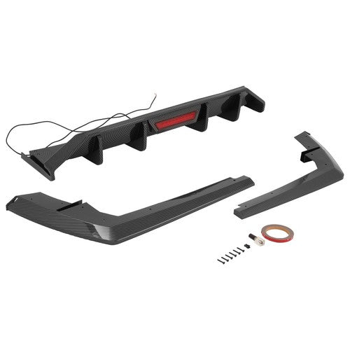 Solid Spare For Hyundai Elantra 21-23 Rear Bumper Diffuser Lip W/ Led Light Carbon Look