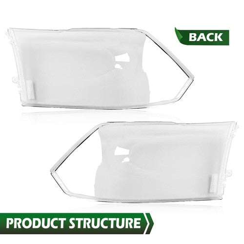 Solid Spare Fit For 09-18 Ram 1500 2500 3500 Clear Headlight Replacement Lens Left+Right