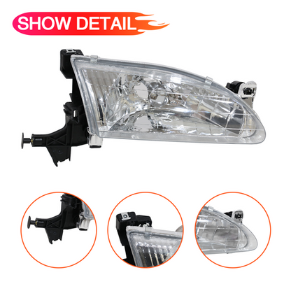 Fits 1998-2000 Toyota Corolla CE VE LE 1.8L Chrome Headlights Passenger Side RH