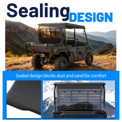 Solid Spare Smoked Windshield For Kawasaki Mule Pro FXT/DXT Tinted Rear Windshield