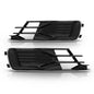 Solid Spare Front Bumper Fog Light Cover Grille Black & Chrome Fit For 2014-2018 Audi A6 C7