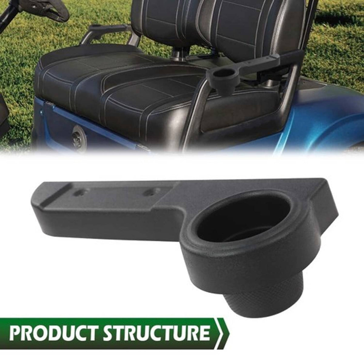 Solid Spare Universal Black Rear Seat Arm Rest Cup Holder for EZGO Club Car Yamaha Golf Cart