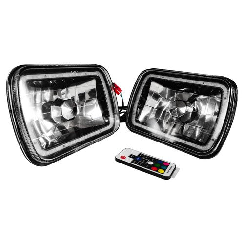7X6" 5x7 7 Colors Change RGB LED Halo Headlights Lamps Driver & Passenger Side