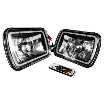 7X6" 5x7 7 Colors Change RGB LED Halo Headlights Lamps Driver & Passenger Side