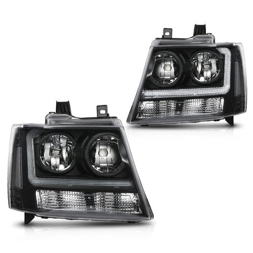 Solid Spare Smoke/Black LED DRL Headlights Fit For 07-14 Chevy Avalanche Tahoe Suburban