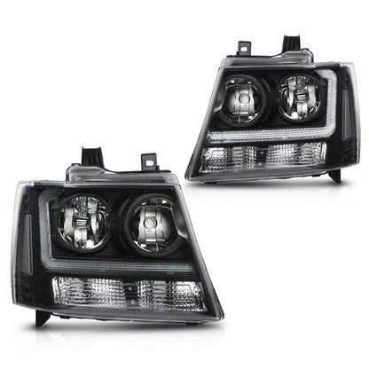 Solid Spare Smoke/Black LED DRL Headlights Fit For 07-14 Chevy Avalanche Tahoe Suburban